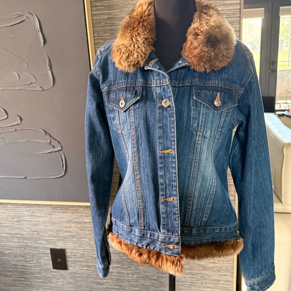 Ladies' Jean Jacket with faux fur - size M